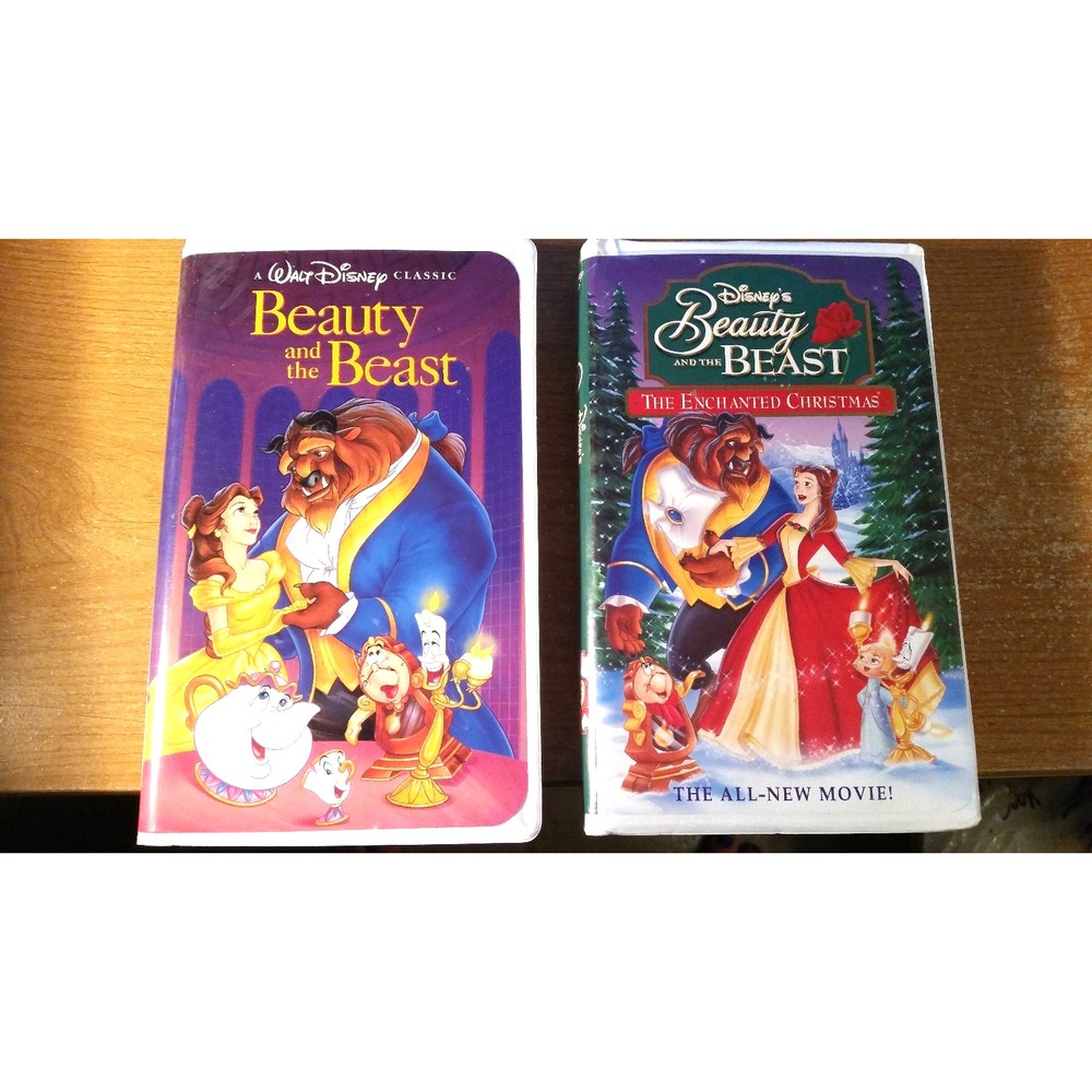 *BLACK DIAMOND* Disney Beauty and the Beast and Enchanted Christmas 2 VHS RARE